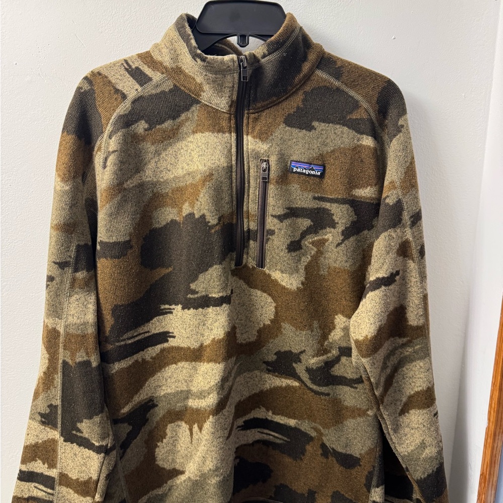Patagonia Camo Half-Zip Fleece Pullover — Green, Brown, Tan